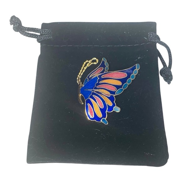 The Unbranded Brand Jewelry - VINTAGE GUILLOCHE ENAMEL BUTTERFLY BROOCH PIN BLUE /PURPLE PINK LOVELY 1 3/4"